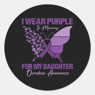 Sticker Rond Je Porte Du Violet En Mémoire Pour Ma Fille Surdos