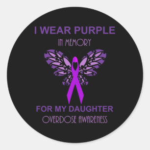 Sticker Rond Je Porte Du Violet En Mémoire Pour Ma Fille Surdos