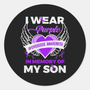 Sticker Rond Je Porte Du Violet En Mémoire Pour Mon Fils Surdos