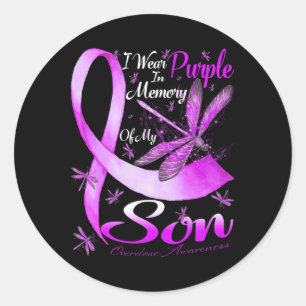 Sticker Rond Je Porte Du Violet En Mémoire Pour Mon Fils Surdos