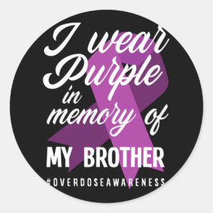 Sticker Rond Je Porte Du Violet En Mémoire Pour Mon Frère Surdo