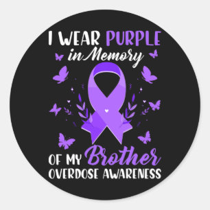 Sticker Rond Je Porte Du Violet En Mémoire Pour Mon Frère Surdo
