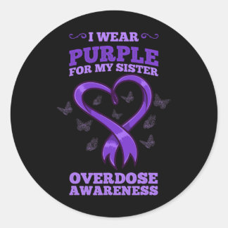 Sticker Rond Je Porte Du Violet Pour La Sensibilisation À La Su
