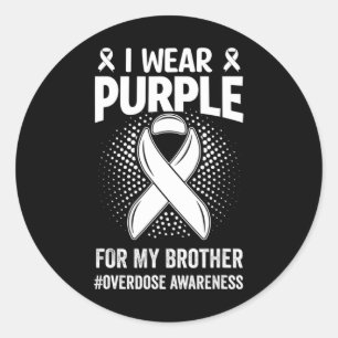 Sticker Rond Je Porte Du Violet Pour La Sensibilisation À La Su