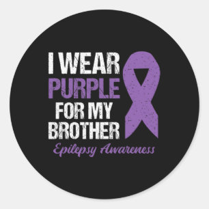 Sticker Rond Je Porte Du Violet Pour La Sensibilisation À L'Épi