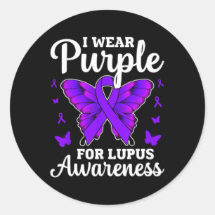 Sticker Rond Je Porte Du Violet Pour Le Papillon Mois De Sensib