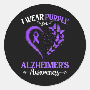 Sticker Rond Je Porte Du Violet Pour Les Défenseurs Du Coeur Du