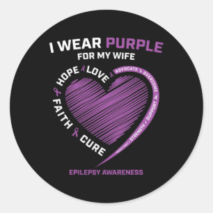 Sticker Rond Je Porte Du Violet Pour Ma Femme Epilepsie Sensibi