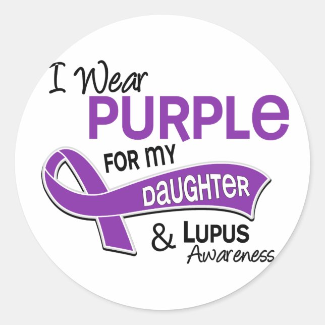 Sticker Rond Je Porte Du Violet Pour Ma Fille 42 Lupus (Devant)