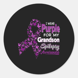 Sticker Rond Je Porte Du Violet Pour Ma Sensibilisation À L'Épi