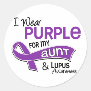 Sticker Rond Je Porte Du Violet Pour Ma Tante 42 Lupus
