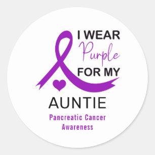 Sticker Rond Je Porte du Violet pour ma Tante Cancer du Pancréa