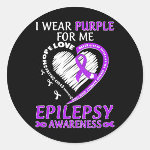 Sticker Rond Je Porte Du Violet Pour Moi Conscience De L'Épilep