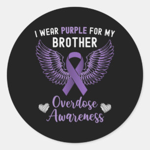 Sticker Rond Je Porte Du Violet Pour Mon Frère En Surdose De Mé