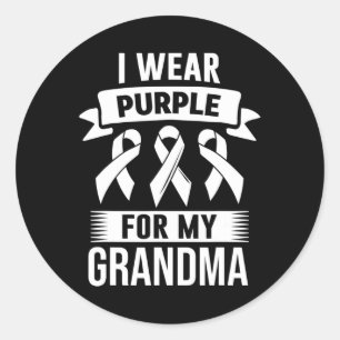 Sticker Rond Je Porte Du Violet Pour Mon Grand-Mère Sensibilisa