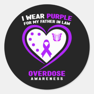 Sticker Rond Je Porte Du Violet Pour Mon Père En Droit Surdose