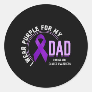 Sticker Rond Je Porte Du Violet Pour Mon Père Pancréatique Canc
