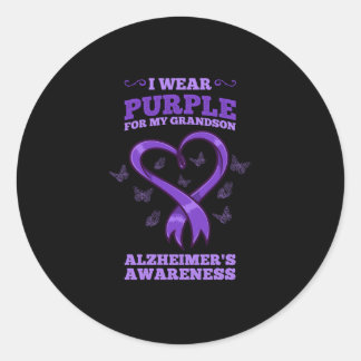 Sticker Rond Je Porte Du Violet Pour Mon Petit-Fils Alzheimer S