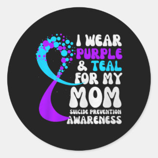 Sticker Rond Je porte du violet sarcelle pour la sensibilisatio
