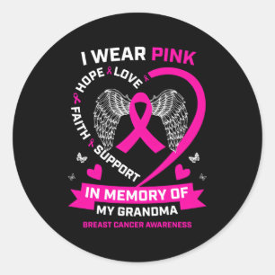 Sticker Rond Je Porte K En Mémoire De Ma Grand-Mère Cancer Du S