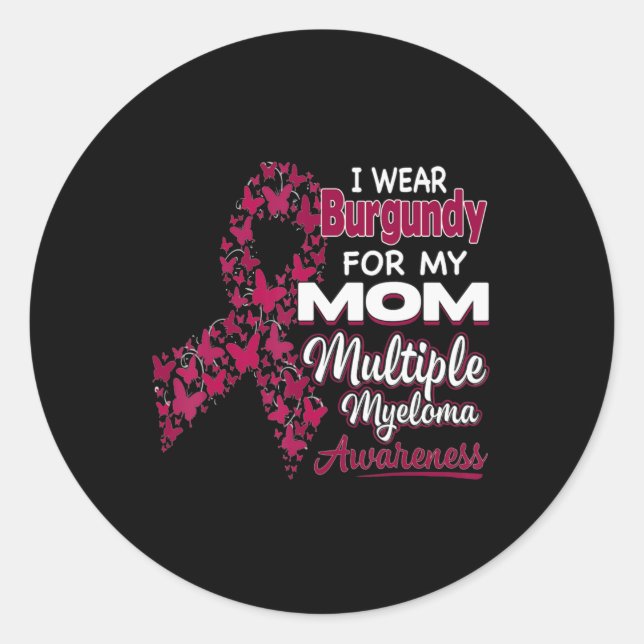 Sticker Rond Je porte la Bourgogne pour ma maman Myeloma multip (Devant)