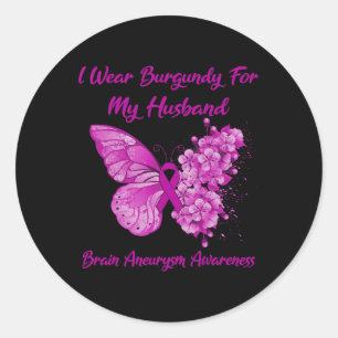 Sticker Rond Je Porte La Bourgogne Pour Mon Mari Aneurysme Cerv
