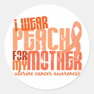 Sticker Rond Je Porte La Pêche Pour Ma Mère 6.4 Cancer De L'Uté