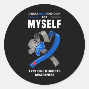 Sticker Rond Je porte le bleu et le gris pour moi-même Type un