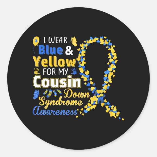 Sticker Rond Je porte le bleu et le jaune (Devant)