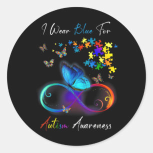 Sticker Rond Je porte le bleu pour la chemise de Sensibilisatio