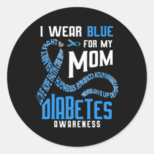 Sticker Rond Je porte le bleu pour ma mère Sensibilisation au d