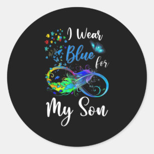 Sticker Rond Je porte le bleu pour mon fils Sensibilisation sur