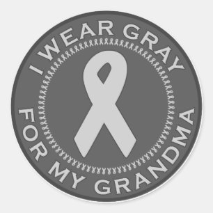 Sticker Rond Je porte le gris pour ma grand-maman