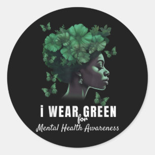 Sticker Rond Je Porte Le Mois Vert Pour La Sensibilisation À La