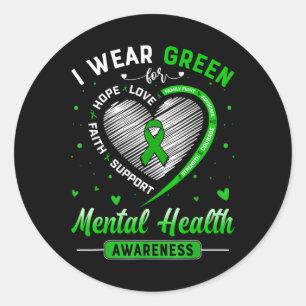 Sticker Rond Je Porte Le Mois Vert Pour La Sensibilisation À La
