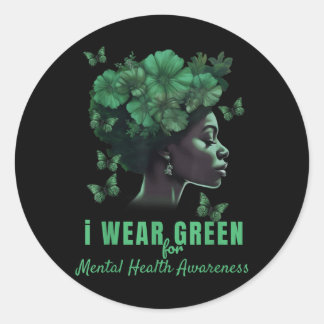 Sticker Rond Je Porte Le Mois Vert Pour La Sensibilisation À La