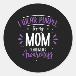 Sticker Rond Je porte le pourpre pour la maladie de ma mère Hei