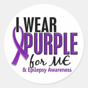 Sticker Rond Je porte le pourpre pour MOI l'épilepsie 10