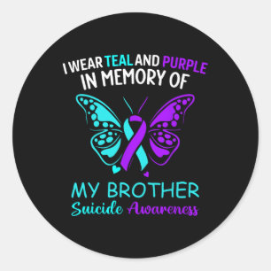 Sticker Rond Je Porte Le Purple Turquoise En Mémoire De Mon Sui
