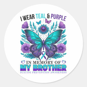 Sticker Rond Je Porte Le Purple Turquoise En Mémoire De Mon Sui