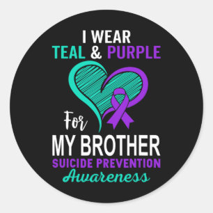 Sticker Rond Je Porte Le Purple Turquoise En Mémoire De Mon Sui