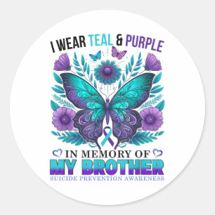 Sticker Rond Je Porte Le Purple Turquoise En Mémoire De Mon Sui