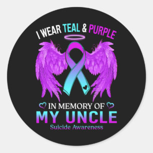Sticker Rond Je Porte Le Purple Turquoise En Mémoire Du Suicide