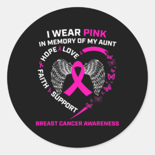 Sticker Rond Je Porte Le Rose En Mémoire De Ma Tante Cancer Du