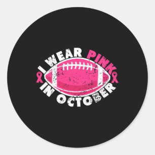 Sticker Rond Je Porte Le Rose En Octobre Football Cancer Du Sei