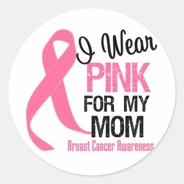 Sticker Rond Je Porte Le Rose Pour Ma Mère (Devant)