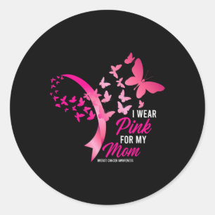 Sticker Rond Je Porte Le Rose Pour Ma Mère Mignonne Certificati