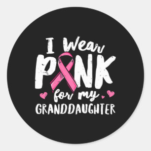 Sticker Rond Je Porte Le Rose Pour Ma Petite-Fille Ribbon Fight