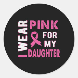 Sticker Rond Je porte le rose pour mes lauréats du cancer du se