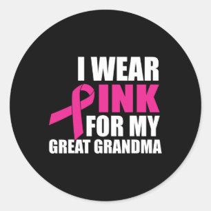 Sticker Rond Je Porte Le Rose Pour Mon Grand Grand Grand-Mère C
